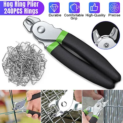 Hog Ring Pliers Kit With 240Pcs 3/4  1/2  3/8  Rings For Seat Cover Upholstery • $17.48