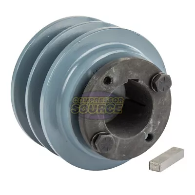 Cast Iron 3.5  Dual Groove Belt B Section 5L Pulley W/ 1-3/8  Sheave Bushing • $49.95