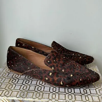 Madewell The Frances Skimmer Brown Animal Print Calf Hair Loafers Size 10 • $35
