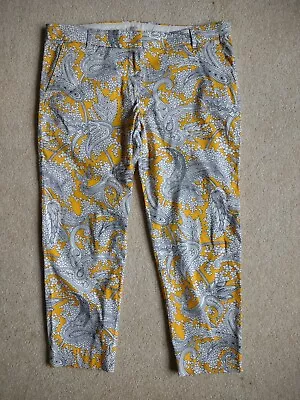  J Crew Skimmer City Fit Floral Yellow Cotton Stretch Pants Womens 12  • $10.40