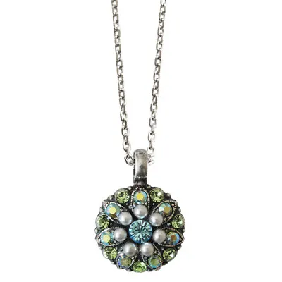 MARIANA Guardian Angel BLUE GREEN Simulated PEARL Pendant Crystal Necklace GIFT! • $62