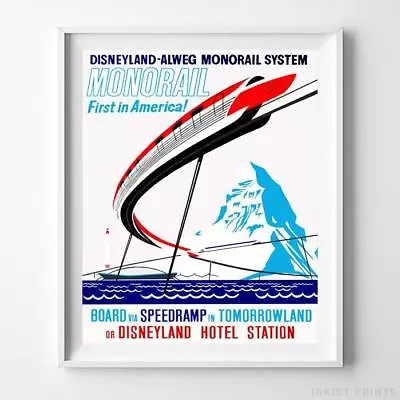 Disneyland Poster Monorail System Attraction Print Tomorrowland UNFRAMED • $16.95