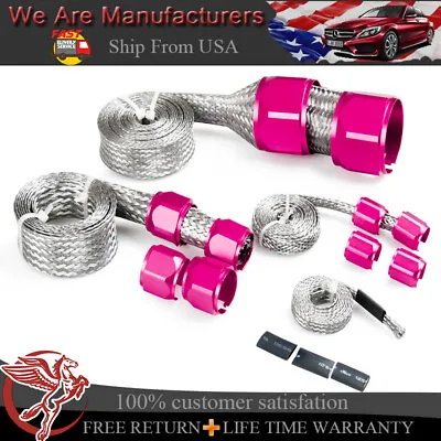 Radiator Hose Sleeving Stainless Steel Braided Dress-Up Hose Cover Kit RED New • $29.69