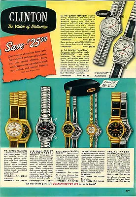 1957 PAPER AD 2 Sided Clinton Wrist Watch Midshipman Cadet Yachtsman Vigilant • $7.99
