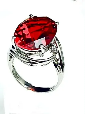 R1081R Classic Mt. St. Helens Red Helenite 12x16 OV.4.68Ct Sterling Silver Ring • $55