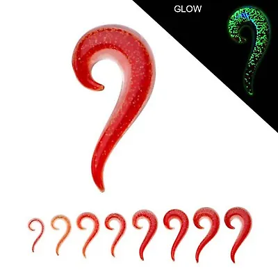 PAIR-Tapers Hangers Glass Red Glow In The Dark 11mm/7/16  Gauge Body Jewelry • $10.99