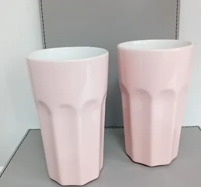 IKEA Pokal Pink Ceramic Milkshake Smoothie Drinks Tumblers X 2 • £20
