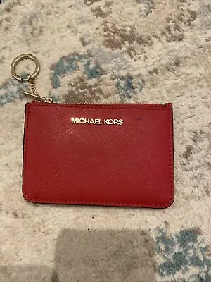 Michael Kors Small Top Zip Coin Pounch With ID Holder - Red • $18.10