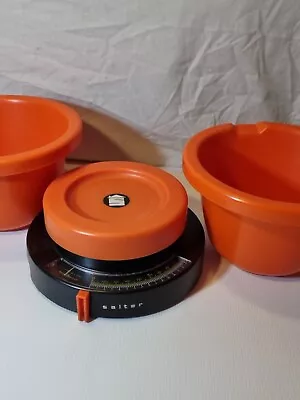 Salter Kitchen Scales Orange Retro Vintage With 2x Stackable Bowls • $25