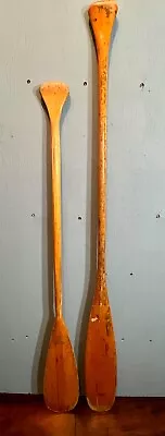 Old Vintage 2 Paddles Wooden Paddle Oars 53  And 58  Long With  GREAT PATINA • $79.94