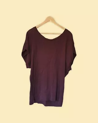 J Crew Womens Dolman Tunic Top L Dark Burgundy Pima Cotton Wool • $10