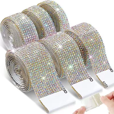 Self-Adhesive Rhinestone Trim Tape Diamond Ribbon DIY Strips Sticker 1 Meter • $5.84