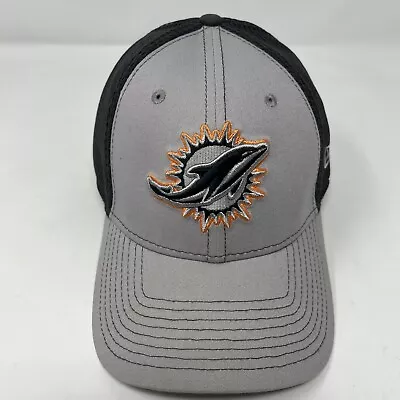 Rare New Era Miami Dolphins Primary Logo Gray Black 39THIRTY Flex Hat Size MD/LG • $28.50