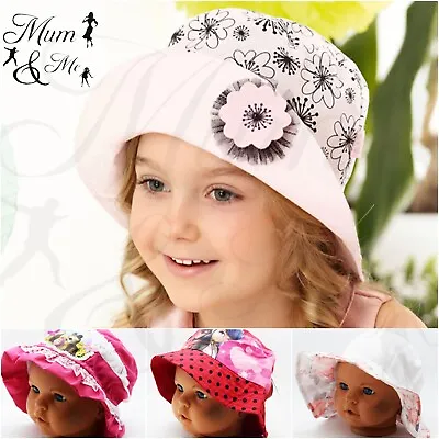 Girl Sun Hat Toddler Bonnet Beach Holiday Sun Protection Hat Cap 100% Cotton • £4.50