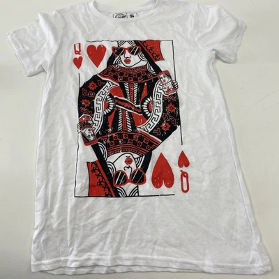 £11.67 • Buy Queen Of Hearts Tee T-Shirt Womens Size Small White Short Sleeve Pucker Up Selfi