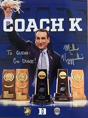 Mike Krzyzewski Coach K Autographed Signed 8.5x11 Photo Duke Blue Devils HOF #3 • $45