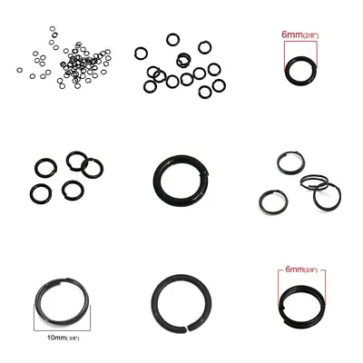 100x  BLACK Plated Alloy Open Jump Rings Findings Round  Jewellery Craft 4-10mm • $5