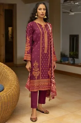Lakhany 3 Piece Unstitched Embroidered Cottel Suit WCC-5023 • £32.99