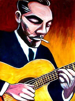 DJANGO REINHARDT PRINT Poster Gypsy Jazz Djangology Cd Selmer Maccaferri Guitar • $119.99