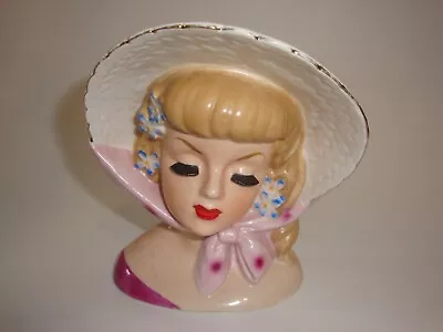 Vintage  JAPAN WREATH   Lady Headvase - 5 1/2  Tall - Great Bonnet & Colors !! • $69