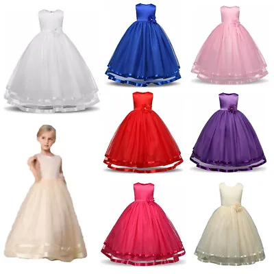 £11.66 • Buy Girl Bridesmaid Dress Baby Flower Kid Party Rose  Wedding Dresses Princess UK