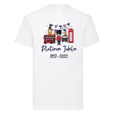 Platinum Jubilee T-Shirt Queen 2022 Union Jack Crown Mens Womens Kids Tshirt • £8.99