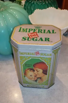 Vintage Imperial Sugar Tin Pure Cane Rustic Farmhouse Kitchen Storage  • $12