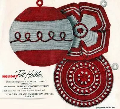 POT HOLDERS  CROCHET Patterns VINTAGE Swedish Embroidery HOT PLATE COVERS • $3.89