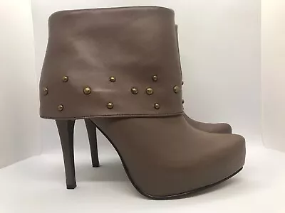 New Gabriella Rocha Us 9.5 Brown Studded Leather Platform Ankle Boots Heels C2 • $49