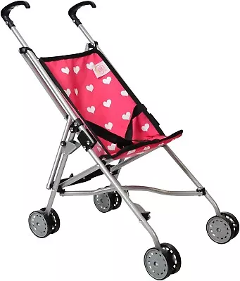 New York Doll Collection My First Doll Stroller Kids Pink Hearts  • £12.99