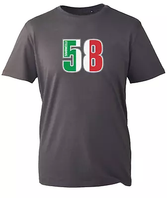 Marco Simoncelli 58 Motorbike Rider T Shirt Color Flag Sizes To 6XL • $13.64