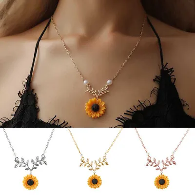 You Are My Sunshine Women Sunflower Pendant Necklace Jewelry Gifts Chain Unisex • £3.12