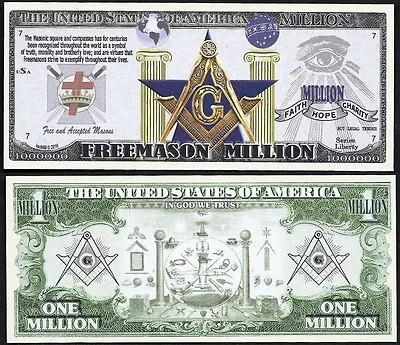 Lot Of 25 BILLS - Free Mason Symbols Million Dollar Masonic Square & Compass • $8.99
