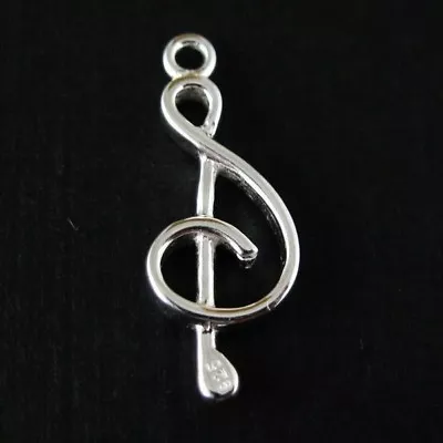 Solid Sterling Silver Music Note Pendant Charm Finding 23mm • $4.45