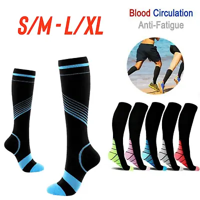 Compression Socks Varicose Veins Support Legs Anti Swelling Flight Travel Pair • £3.95