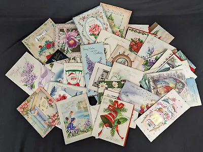 Mixed Lot 57 Vintage Cards Greeting Birthday Christmas Mid Century Used • $29.99