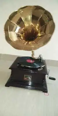 Gramophone Player 78rpm Square Phonograph Brass Horn HMV Vintage  • £70.99