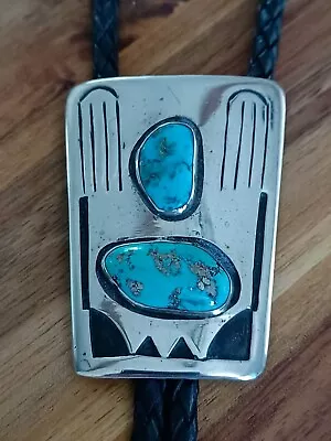 Vintage Bolo Morris ROBINSON TALAWYTEWA - OLDEST TURQUOISE HOPI SILVER BOLO • $4996