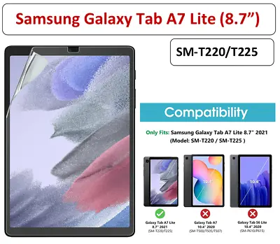 £2.29 • Buy Clear Screen Protector For Samsung Galaxy Tab A7 Lite 8.7 (2021) SM-T220/SM-T225
