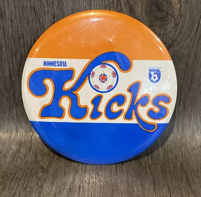 Vintage Minnesota Kicks NASL Pro Soccer 6” Inch Large Version Pinback Button Pin • $23.99