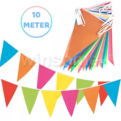 10m Bunting Flag Party Wedding Birthday Decorations Garden Home Outdoor Banners • £4.06