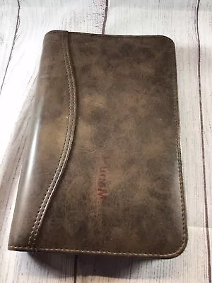 Vintage Day-Time Brown Faux Leather 6 Ring Planner Notebook Organizer • $24.95