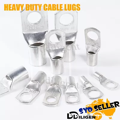 Marine Grade Cable Lugs Electric Auto Battery Tinned Copper Crimp End Ring Lug • $12.86