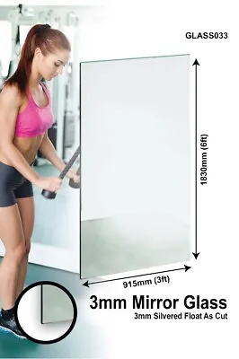 Large Wall Mirror 6FT X 3FT 183CM X 91CM GLASS GYM OR DANCE STUDIO 3MM THICK • £103