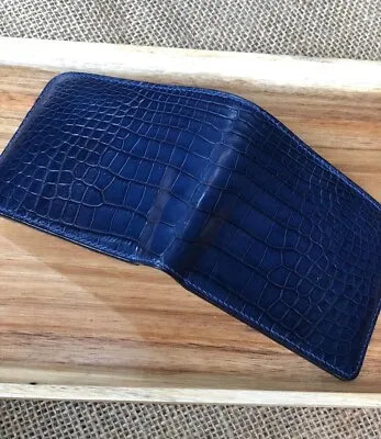 Blue Belly Bifold Wallet Real Alligator Leather Money ClipAlligator Wallet Card • $209.99