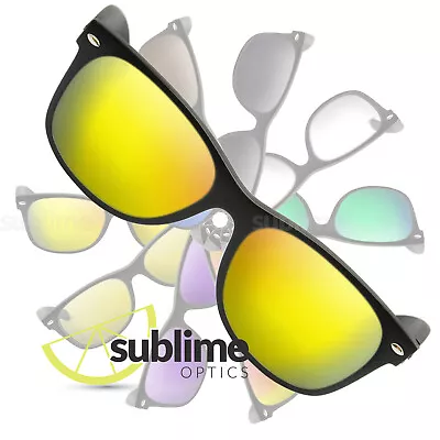 POLARIZED Metallic Yellow Replacement Lenses For Ray Ban RB2132 New Wayfarer 55 • $25.95