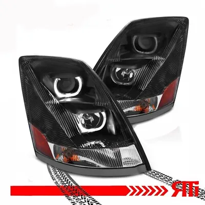 For 04-17 Volvo VNL 15-17 VNX Black Projector Headlight W/LED Halos Right +Left • $440