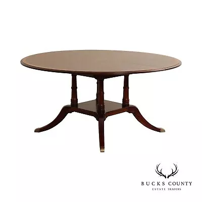 Ethan Allen Newport Collection Round Banded Mahogany Extendable Dining Table • $2495