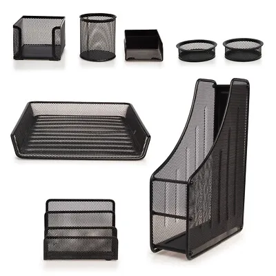 8pc Computer Desk Organizer Set Mesh Office Supplies Accessories File Pen Holder • $29.99