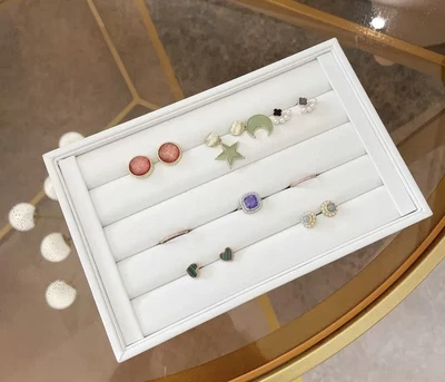 S White Ring PU 22.5 X 14.5cm Jewelry Tray Display Shop Market Pop Up Store • $18